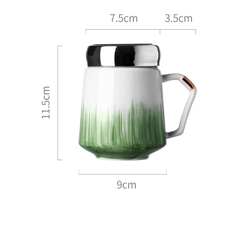 Letter Painted Ceramic Espresso Coffee Mugs Home Porcelain Tableware Large Travel Tea Mug Milk Latte Water Cup with Lid 430ml