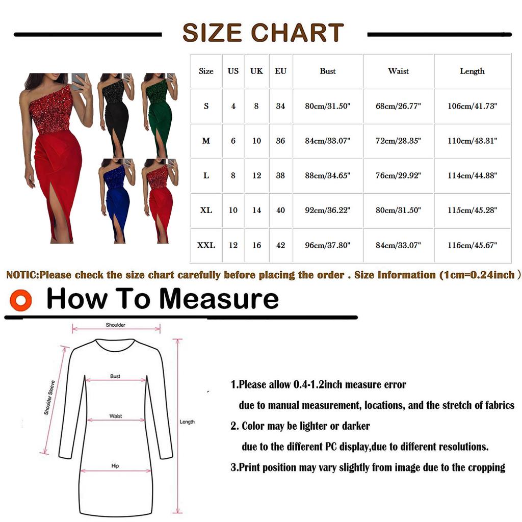 Fashion Women's Color Sexy Sequin Split Long Skirt Temperament One-shoulder Evening Dress