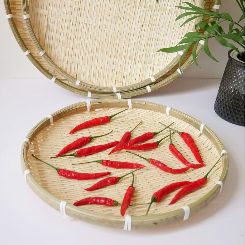 Handwoven Bamboo Fruit Basket & Serving Tray