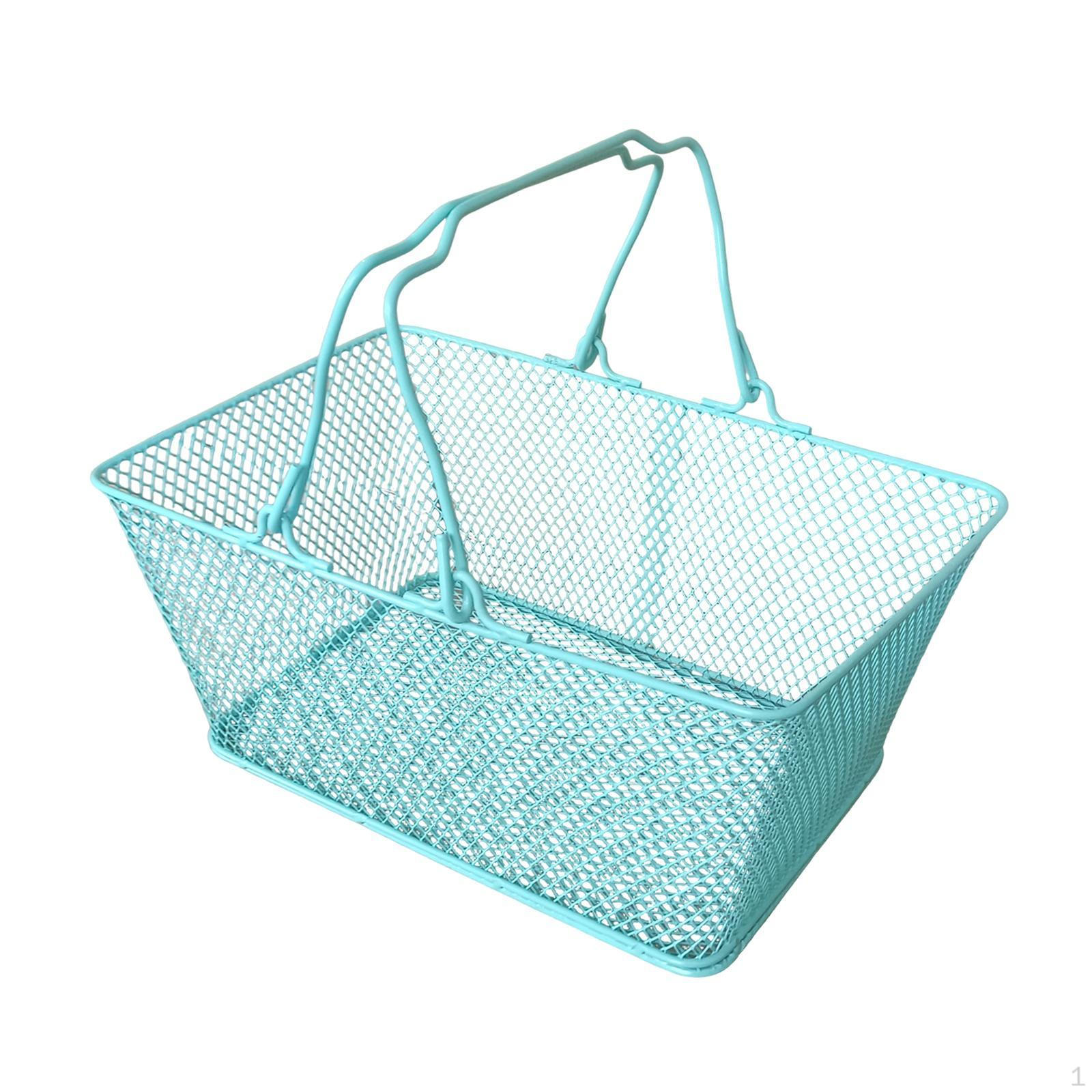 

Grocery Basket, Shopping Fruit And Vegetable Organizer Basket with Iron Handle for синій