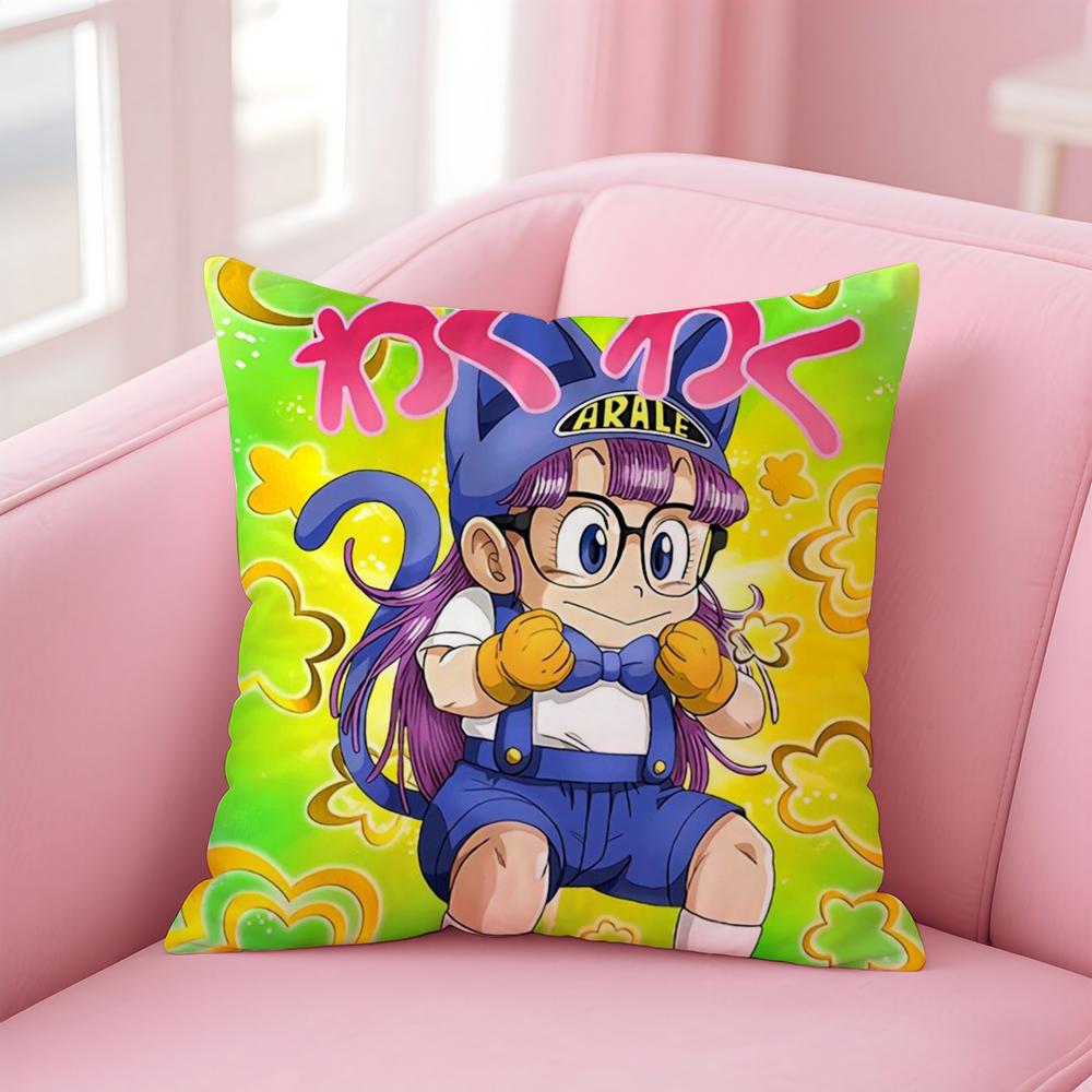 Cartoon Dr SSlump Arale Cushion Cover Linen Pillowcase Cover Soft Decor for Sofa Home Room