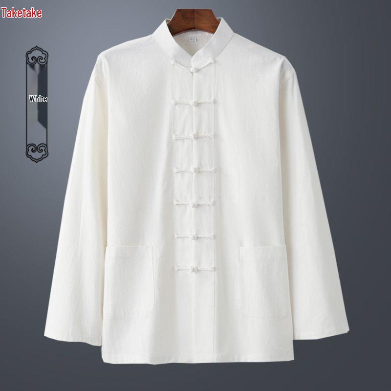 Men's Traditional Chinese Style Cotton-Linen Tang Suit, Retro Hanfu Zhongshan Suit & Tai Chi Attire