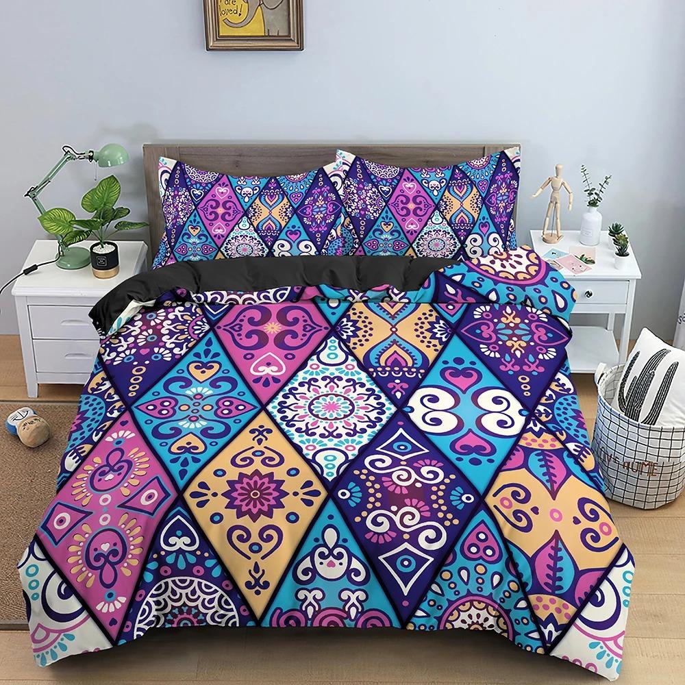 Mandala Duvet Cover Set Bohemian Bedding Set Soft Comforter Cover With 12pcs Pillow Shams Quilt Cover Bedroom King Queen Sizes