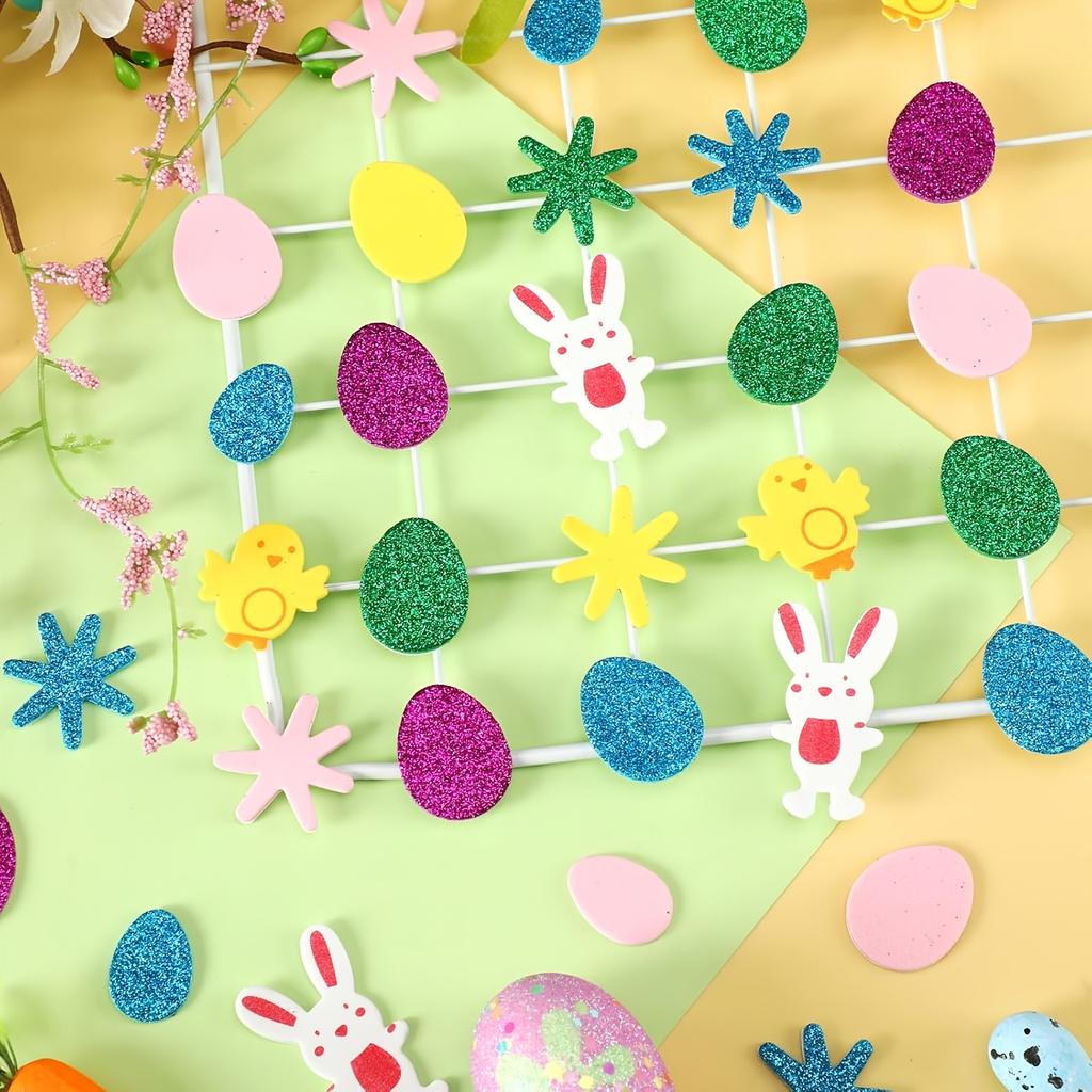 120pcs Easter Bunny and Chicken Egg Shaped 3D Stickers Cartoon Pattern Self-adhesive Single Use Spring Season Party Decoration