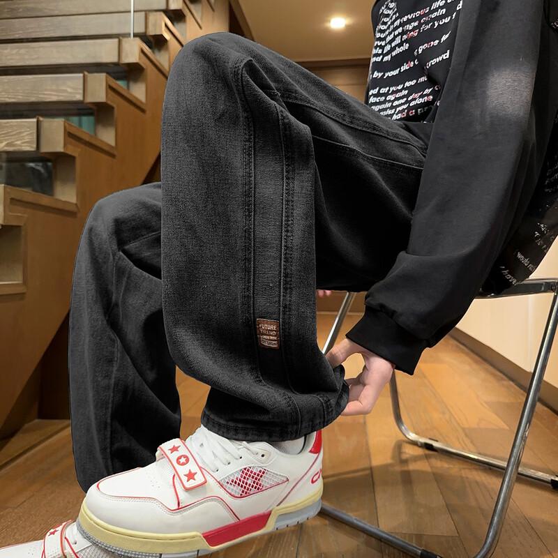 TonLion Men's Straight Leg Jeans with Side Patch