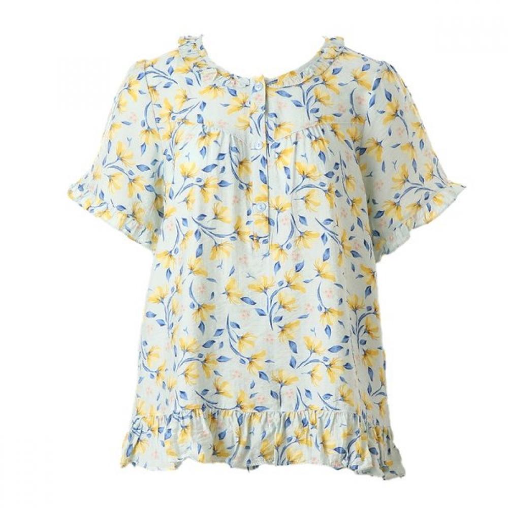 Venus Floral Print Summer Short Sleeve Top Vev3935f blue (BU)/100