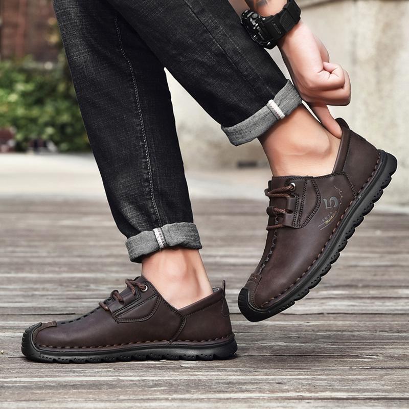 38-48 Large Size Leather Shoes Men's Microfiber Leather Soft Bottom Winter Men's Shoes Business Casual Leather Shoes
