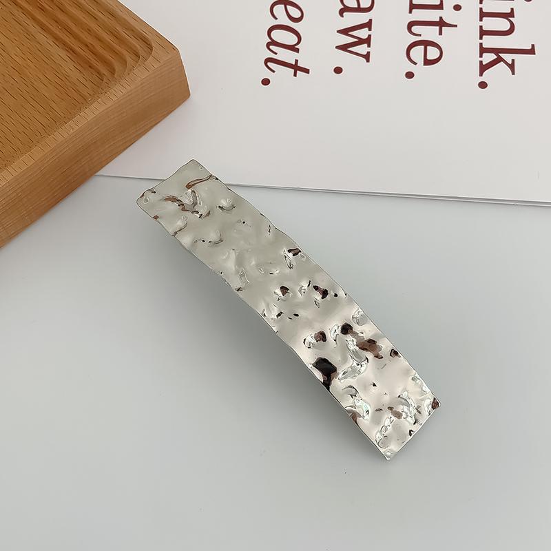 Korean Style Metal Alloy Geometric Square Oval Spring Clip Edge Design Concave and Convex Hair Accessories
