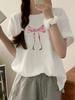2026 Sleeve T-Shirt Japanese Korean Style Fit Round Neck Butterfly Print Breathable Stretch Fabric for Spring Summer Casual Top