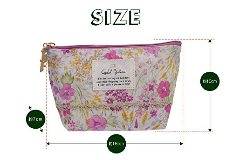 Cyalel Yahata Tissue Makeup Pouch with Stylish Floral Wildflower Made in Black Boat-Shaped Pouch, Pocket, Print, Design, Japan,