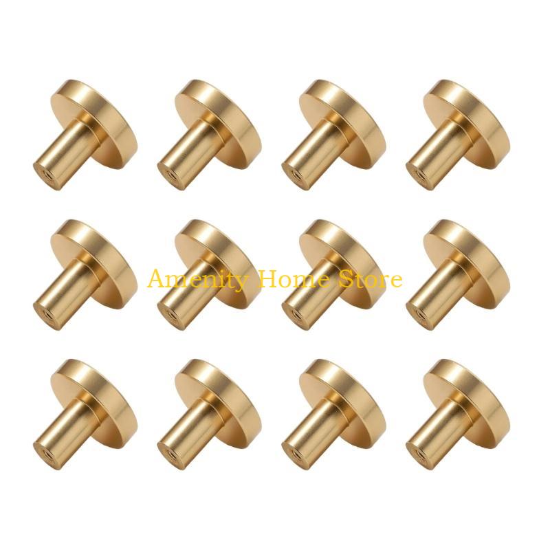 F26C Paket med 12 Guld Skåpsknoppar med Skruvmejsel Guld Byråknoppar set Elegant Mässingsfinish Låddraghandtag för Heminredning