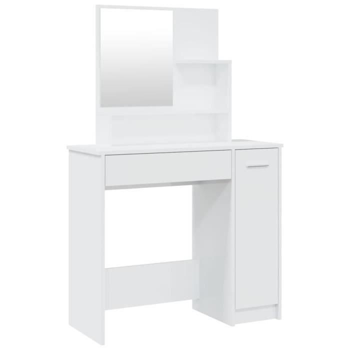 VidaXL Dressing Table with Mirror High Gloss White 86.5x35x136 Cm 802963