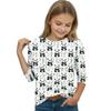 Children's 3/4 Sleeve Round Neck Animal Print Casual Top for Everyday Wear