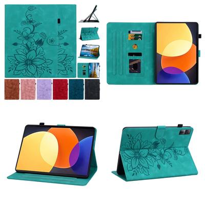 Für Xiaomi Redmi Pad Pro. Tablet-Hülle aus PU-Leder mit exquisitem floralem Prägedesign