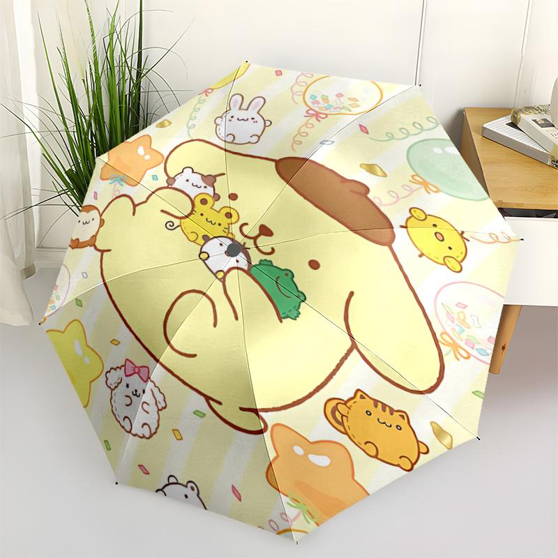 

1pc Pompompurin Automatic Opening/Closing Umbrella with Star-Shaped Handle - Portable Folding Design, 8-Bone Iron Frame Outdoor Umbrella for Festive G