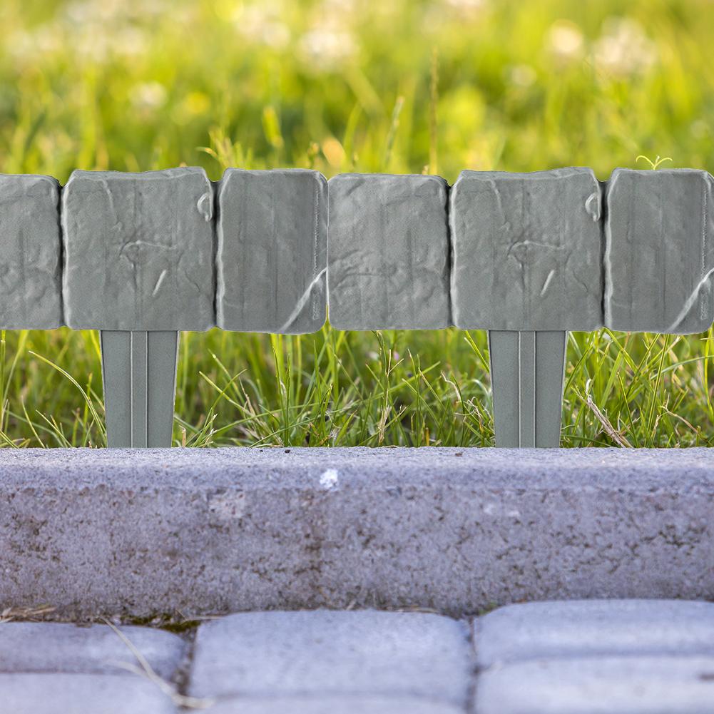 40PCS Plastic Garden Edging Border Imitation Stone Fence Panels Patio Outdoor Barrier for DIY Lawn Yard Landscape Plant Fence