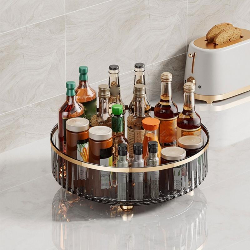 Space Saving Rotatable Shelf for Organizing Cosmetic Storage Box Fruit Spice Container Convenient Tables Shelves Rack