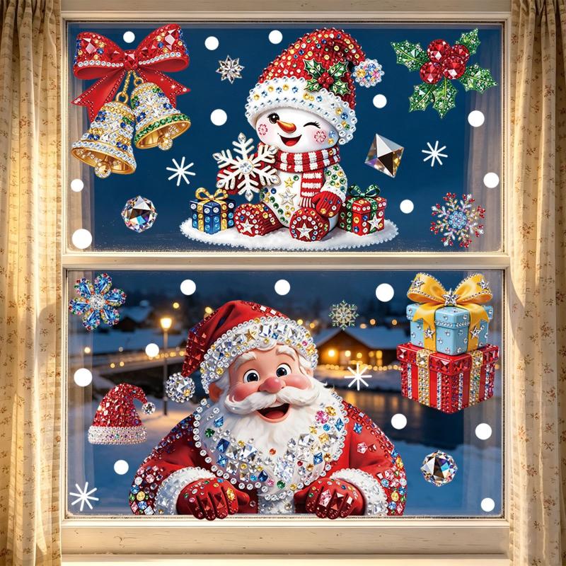 Christmas Decoration Window Stickers Traceless Home Window Decorations Static Cling New Year Xmas Festival Party Decor Pvc