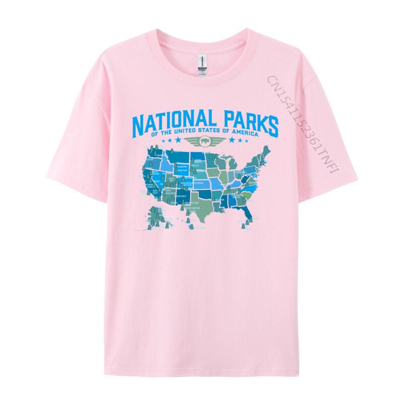 Unisex TShirt All Us National Parks Map Camping 80s Summer Tops Shirt Print Tops Tees Fitted Printed On Tshirts Wholesale