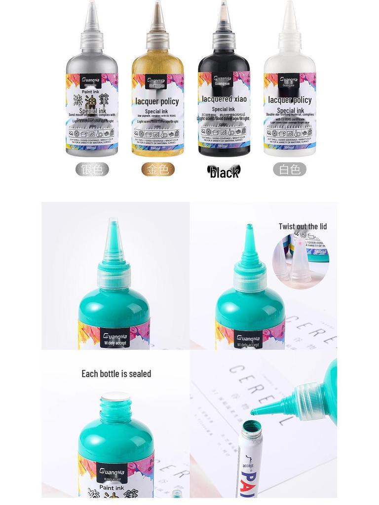 Oil-Based Colored Paint Marker Refill, 150ML Waterproof Ink