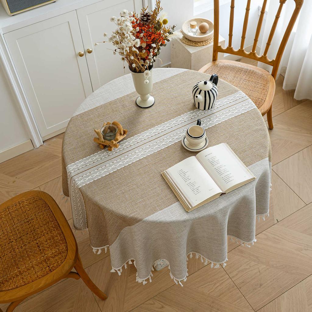 Imitation Cotton And Linen Fabric Tablecloth Simple Modern High-End Dining Table Cloth Coffee Table Cloth Round Table Cloth Long Tablecloth Cover