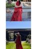Retro Chinese Style Red Halter Neck Dress for Women - Summer Seaside Vacation Long Flare Skirt