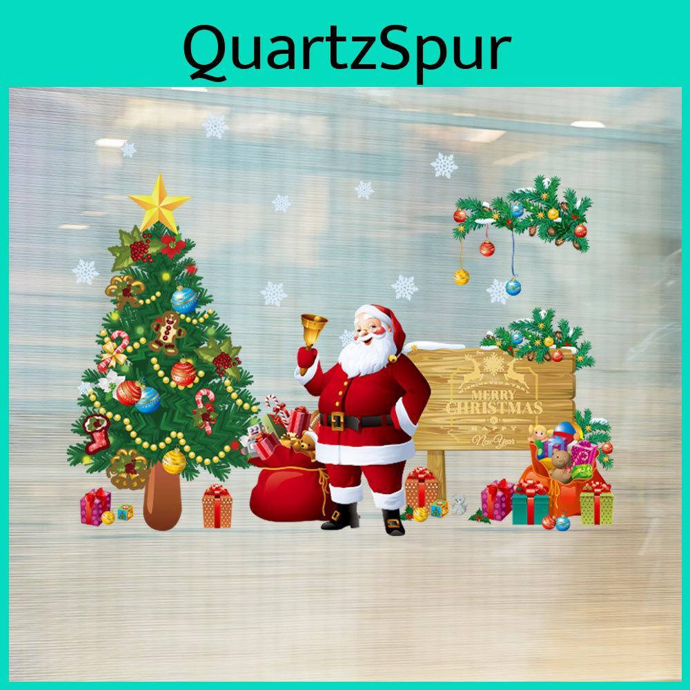 Christmas Wall Sticker Pvc Decorative Removable Santa Claus And Christmas Tree For Home Decor