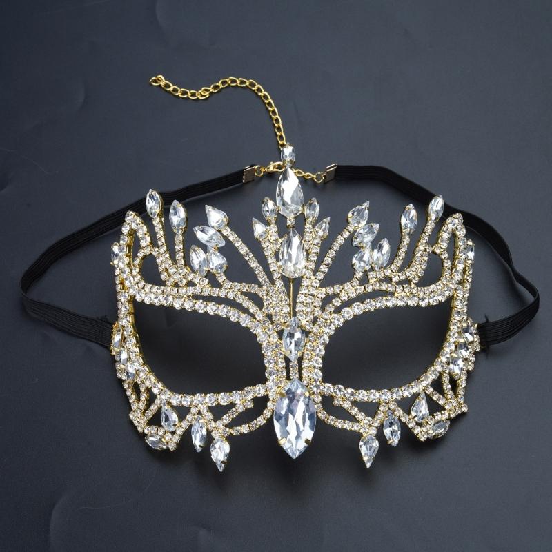 Rhinestones Masquerade Mask Half Face Mask Halloween Costume Accessories for Men Women Masquerade Halloween Cosplay