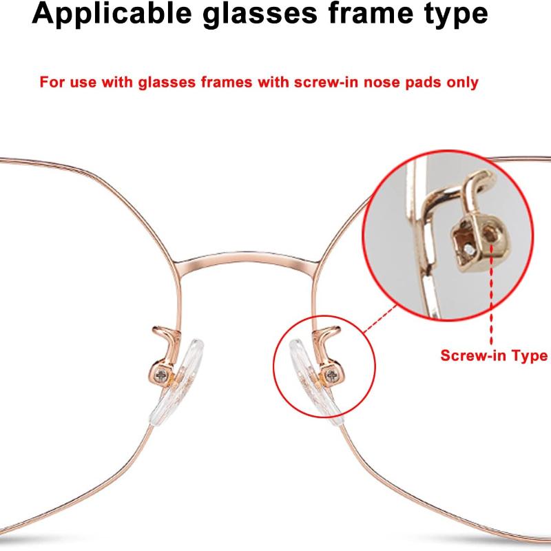 Brillen-Nasenpads, verbesserte weiche Brillen-Nasenpads mit Luftkammer aus Silikon, 5 Paar einschraubbare 15-mm-Brillen-Nasenpads mit Schrauben