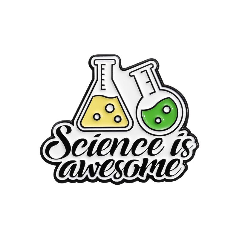 Attractive Style Cartoon Alphabet Badge Fun Chemistry Flask Design Allpurpose Metal Brooch For Summer 2024 Lovers Fashion