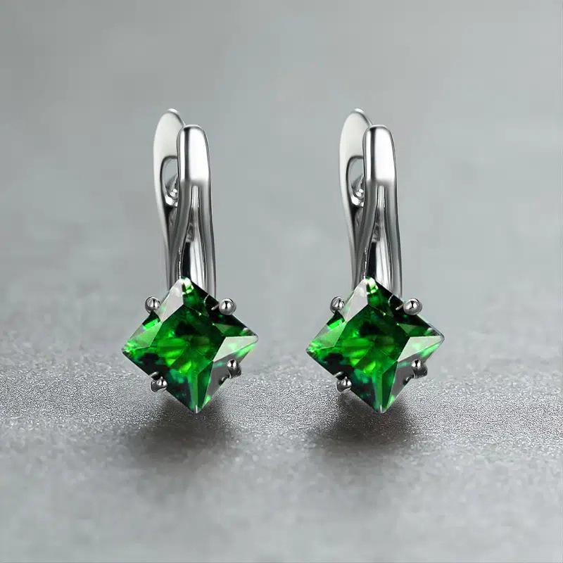 Exquisite Ohrringe, Modeschmuck, Goldfarben, Diamantschliff, Meergrün, Blauer Stein, Stein… Mehr