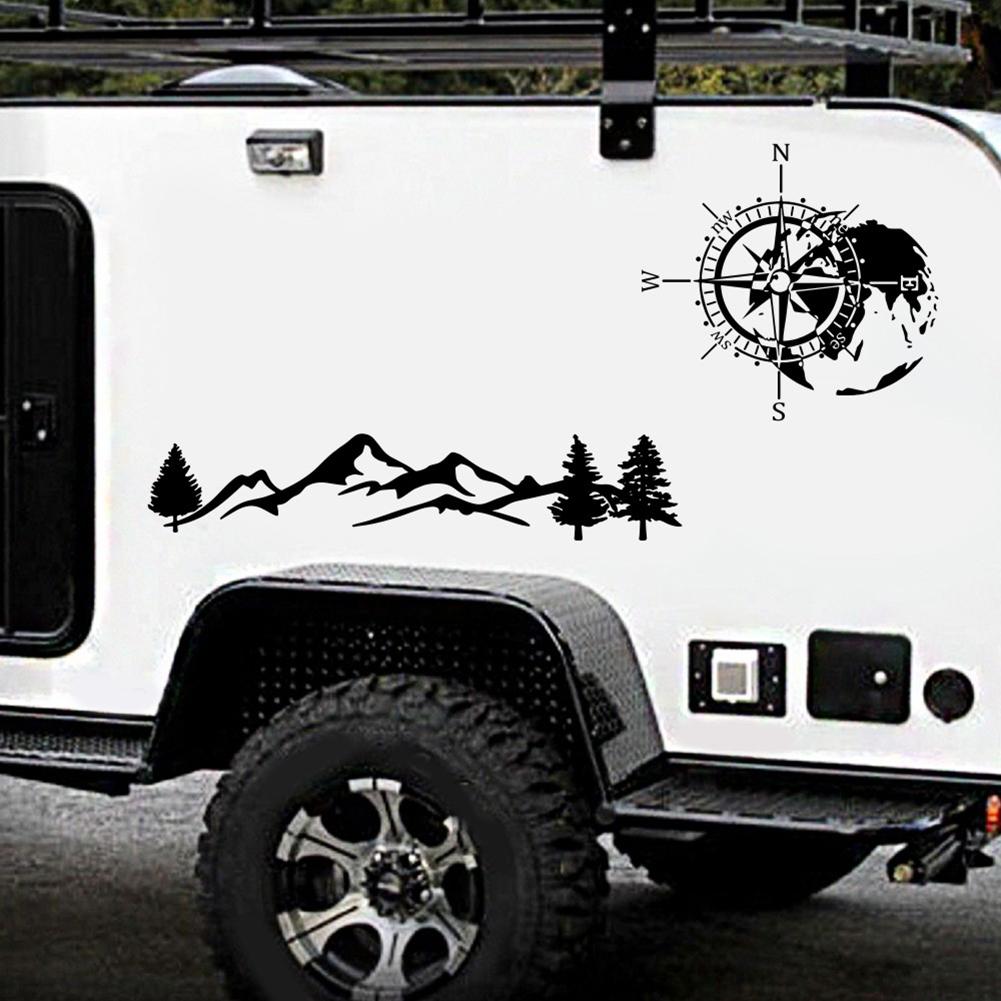 2pcs Sticker Accessories Black Car Car Sticker Compass