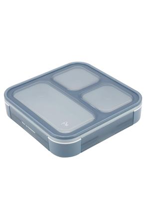 Foodman Bento Can Be Carried Slim Bento Double Secured with CB DSK Box, Mee, 500ml, Blue, Upright, Box, Leak-Resistant, Sealing, 4-Point Lock, Japan,
