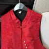 2025 High-end Festive Mother Vest Temperament Stand-up Collar Jacquard Button-up Top Vest
