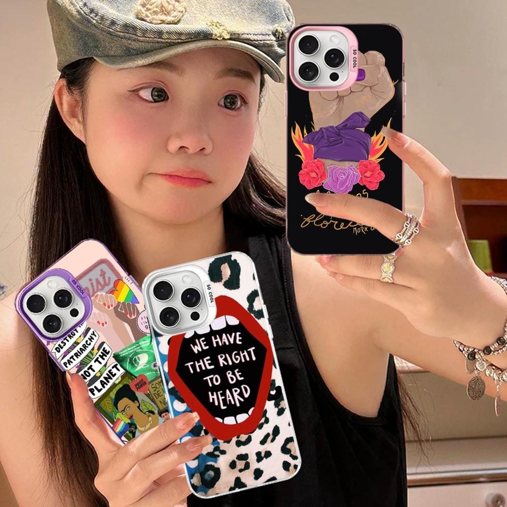 Feminist Feminism Power Girls Phone Case For iPhone 16 15 14 13 12 11 Pro Max X XR XSMAX 8 7 Plus Matte Shockproof Back Cover