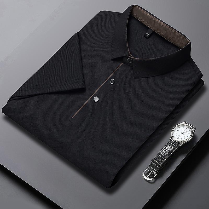 Neues Herren Business Casual Kurzarmhemd Lce Seide Einfarbiges Poloshirt Modisch Atmungsaktiv Bequem Vielseitige Oberteile
