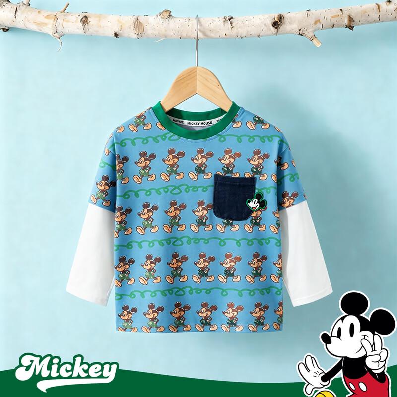Disney Boys' Mickey Mouse Faux Layer Long Sleeve T-Shirt