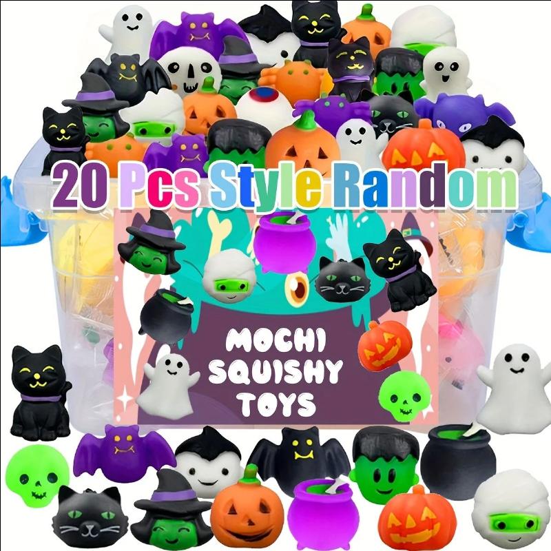 20pcs Halloween Party Favors Halloween Treat Bag Gifts Kawaii Squishies Hi Squishy Toy Bulk Birthday Gifts Cute Cartoon Pinch