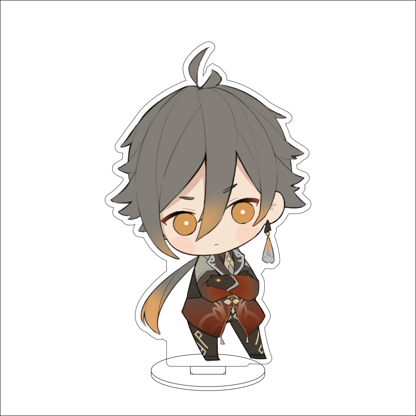 

10CM Anime Genshin Impact Figure Stand Model Morax Cute Desk Decor Standing Sign Gifts 10CM