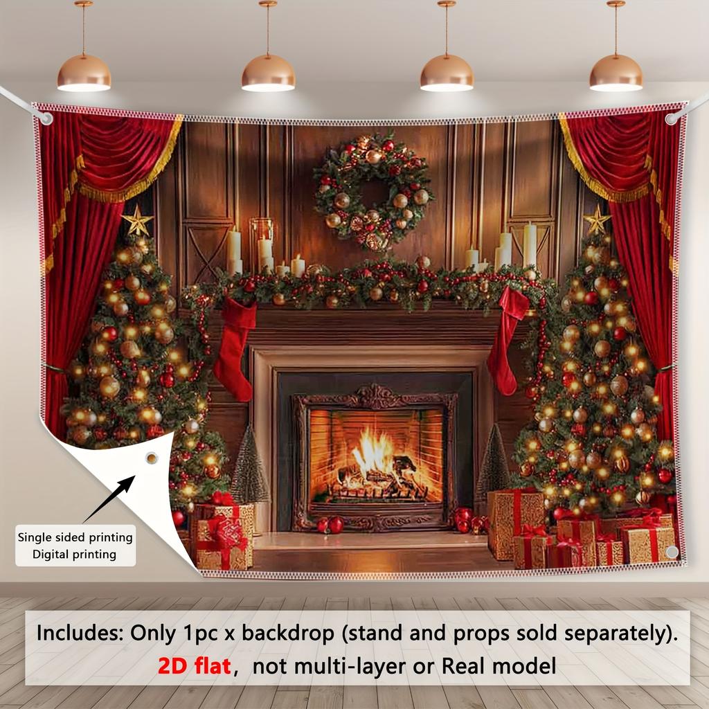 Christmas Fireplace Decoration Background Winter Photography Backdrop Decorations For Photo Studio Photo Booth Christams Party