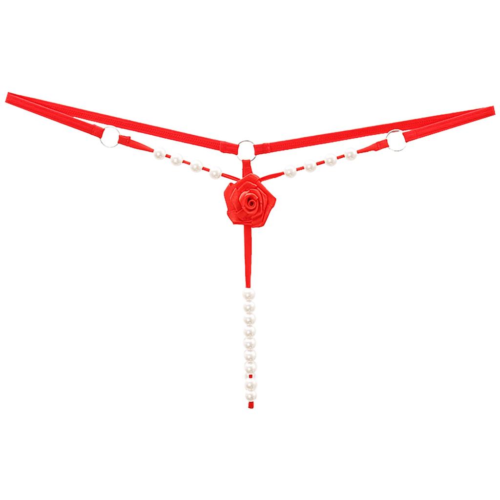 Sexy String Underwear Women Crotchless Flower Panties G String Lady T-Back Thong Transparent Lingerie With Pearls Panties New