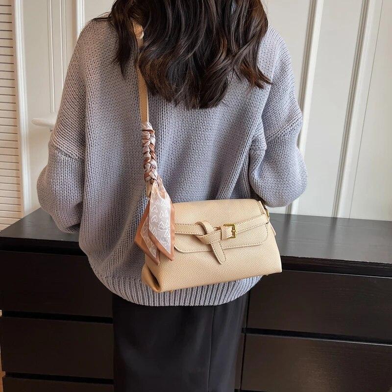 Damskie małe torby na ramię ze skóry PU 2024 moda marka projektant Trend torebki i portmonetki ze wstążką