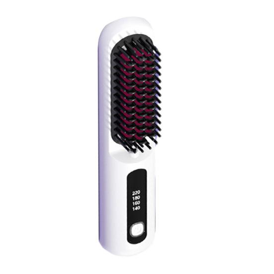 Cordless Hair Straightener Brush with 3 Temperature Settings Portable Mini Hair Straightening Comb Rechargeable Fast