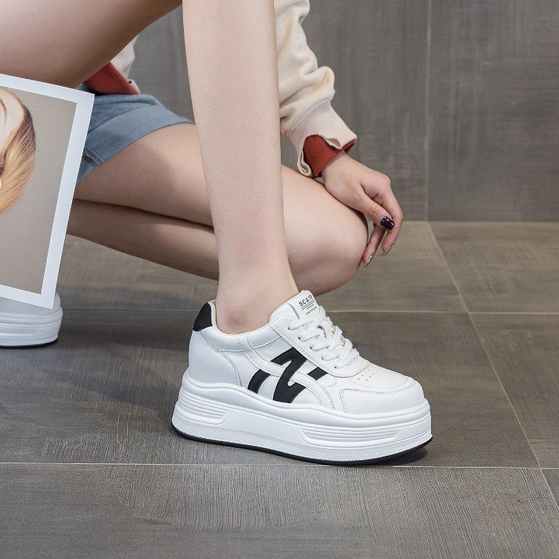 Rutschfeste Schuhe, Damenschuhe, Schuhe mit dicker Sohle zur Höhenvergrößerung, Sport- und Freizeit-Board-Schuhe