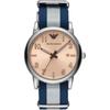 Luigi Rose Gold Blue Textile Over Leather Gents Quartz Watch with Date AR11212