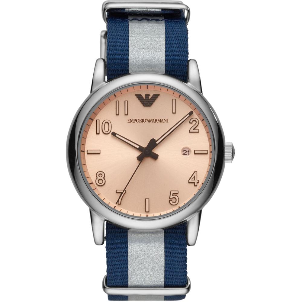 

Emporio Armani Luigi Rose gold Blue Textile Over Leather Gents Quartz Watch with Date AR11212 розового золота