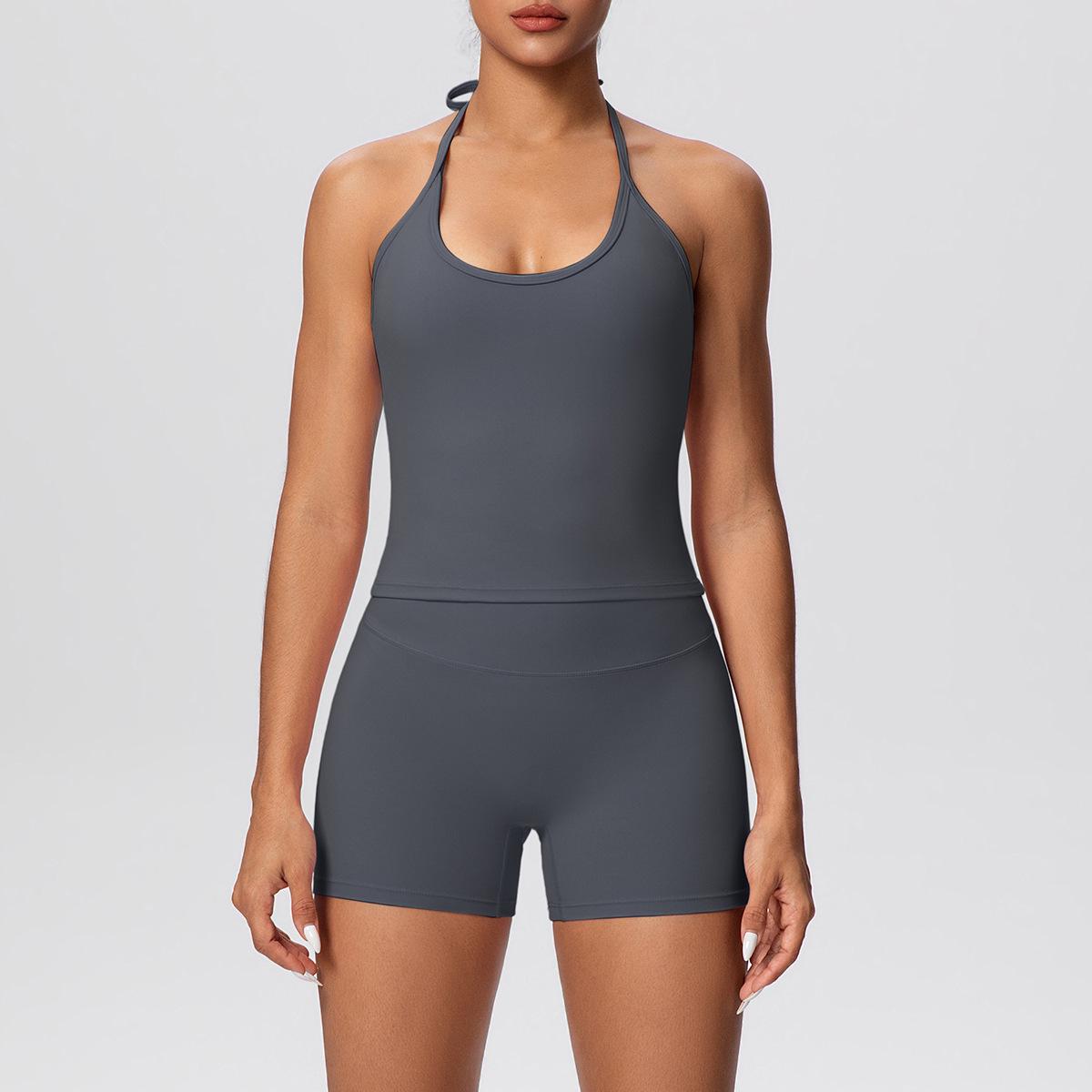 

Women s Cross-strap Sports Bra & High-waisted Yoga Shorts Fitness Set Large