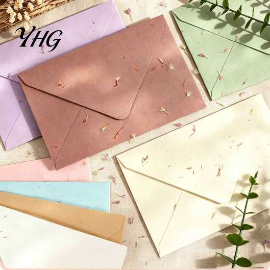 Thick Paper Envelopes for Invitations 10PCS Petal Art Envelopes, Real Floral Texture Design, Western Style Handmade with Petals Stationery,