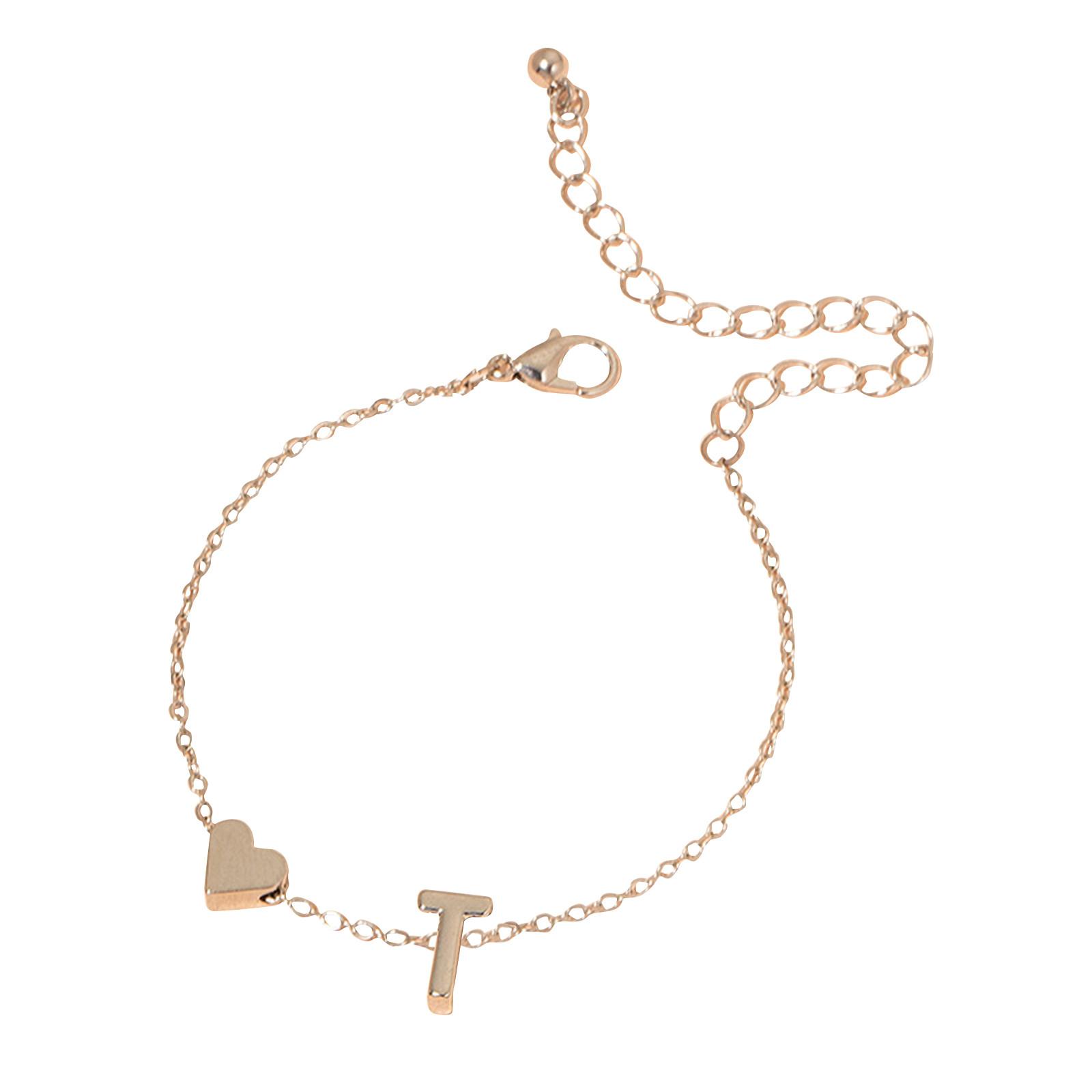 

Браслет с инициалами в форме сердца, браслет с буквами в форме сердца, персонализированный браслет с монограммой, 1 шт. One Size