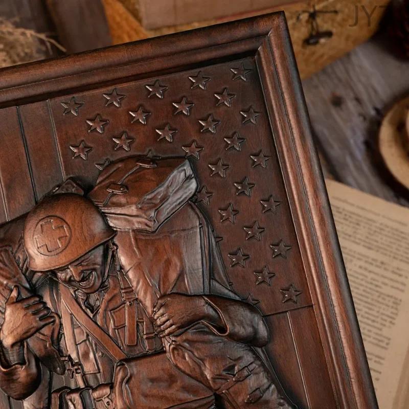 Vintage Vietnam War Veterans Wood Sculpture Wall Decor, Wooden Sculpture Hanging Art Work Decor